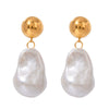 Stainless Steel Geometric Style Electroplated Irregular Pearl Earrings