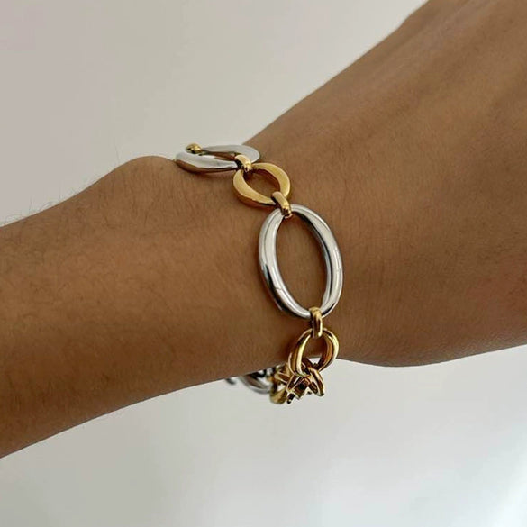 Stainless Steel Geometric Style Electroplated Women's Bracelet