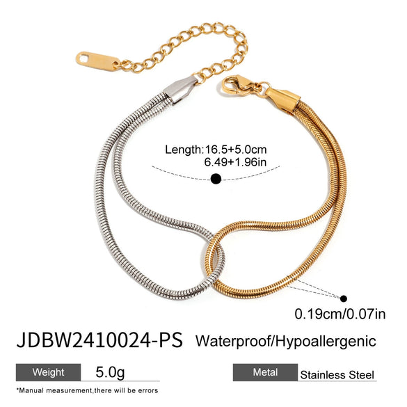 Stainless Steel Geometric Style Electroplated Women's Hollow Snake Chain Color Matching Bracelet