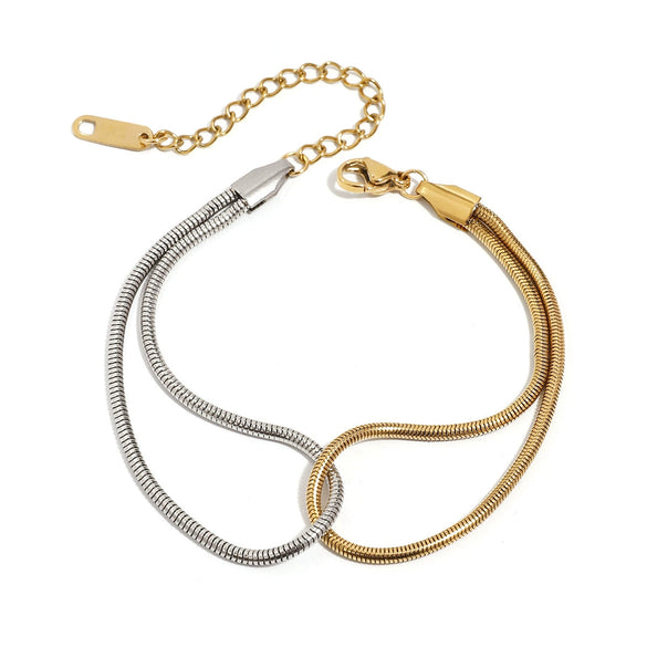 Stainless Steel Geometric Style Electroplated Women's Hollow Snake Chain Color Matching Bracelet