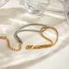 Stainless Steel Geometric Style Electroplated Women's Hollow Snake Chain Color Matching Bracelet