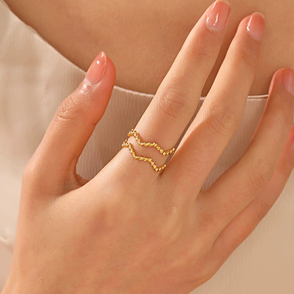 Stainless Steel Geometric Style Ins Ring 18K Goldplated