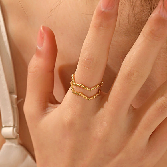 Stainless Steel Geometric Style Ins Ring 18K Goldplated