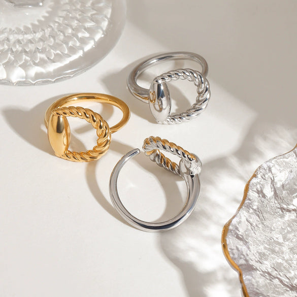 Stainless Steel Geometric Style Ring And Bracelet Jewelry With Electroplating