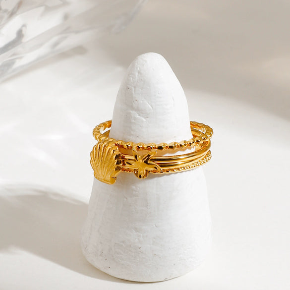 Stainless Steel Geometric Style Ring With Electroplating For Women