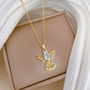 Stainless Steel Geometric Style Unisex Diamond Necklace With Copper Pendant