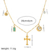 Stainless Steel Geometric Sun Moon Cross Pendant Necklace With Furnace Vacuum Plating 18K Gold Color