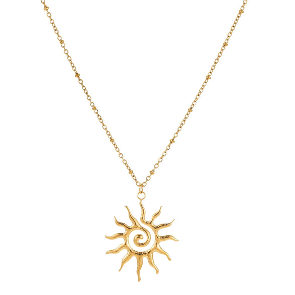 Stainless Steel Geometric Sun Pendant Clavicle Chain Necklace Plated With 18K Gold Fashion Jewelry
