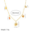 Stainless Steel Geometric Sun Pendant Necklace With Vacuum Plating 18K Gold Color