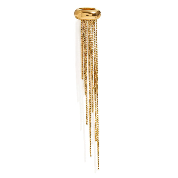Stainless Steel Geometric Tassel Ear Clip Earrings With Electroplating For Women