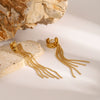Stainless Steel Geometric Tassel Earrings For Women With Electroplating Treatment