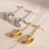 Stainless Steel Geometric Tassel Moon Pendant Earrings Electroplated For Women