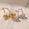 Stainless Steel Geometric Tassel Moon Pendant Earrings Electroplated For Women