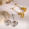 Stainless Steel Geometric Tassel Moon Pendant Earrings Electroplated For Women