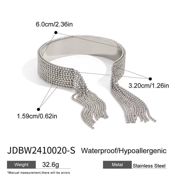 Stainless Steel Geometric Tassel Opening Bracelet Ring Electroplated Jewelry