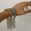Stainless Steel Geometric Tassel Opening Bracelet Ring Electroplated Jewelry
