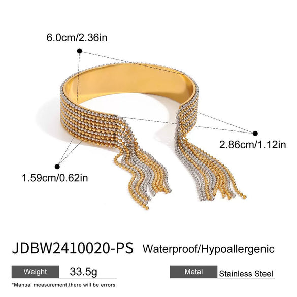 Stainless Steel Geometric Tassel Opening Bracelet Ring Electroplated Jewelry