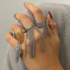 Stainless Steel Geometric Tassel Ring Electroplated Hand Jewelry For Women