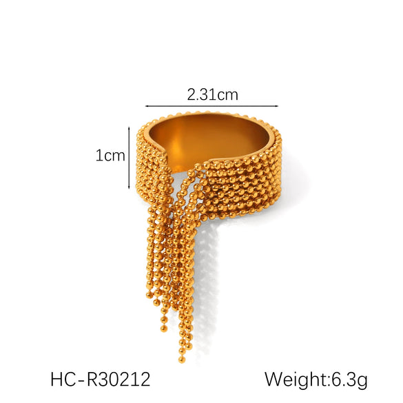 Stainless Steel Geometric Tassel Ring For Women