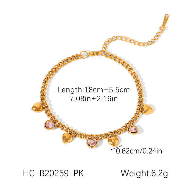 Stainless Steel Geometric Tassel Zircon Women's Bracelet
