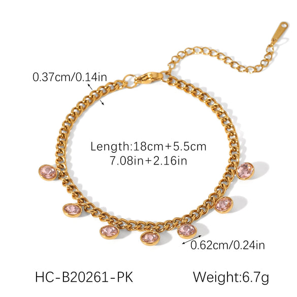 Stainless Steel Geometric Tassel Zircon Women's Bracelet