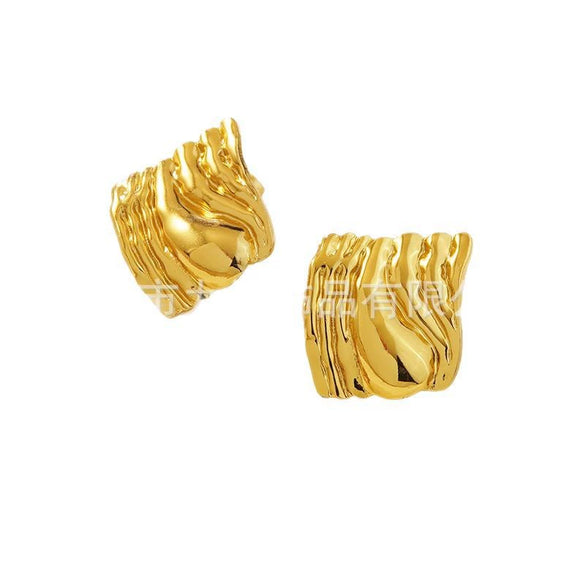 Stainless Steel Geometric Texture Electroplated Women's Earrings