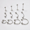 Stainless Steel Geometric Thin Rod Earrings And Horseshoe Lip Ring And Tshaped Lip Nail With Electroplating Treatment