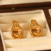 Stainless Steel Geometric Thread Twist Earrings Gold Plated Electroplated For Women