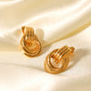 Stainless Steel Geometric Thread Twist Earrings Gold Plated Electroplated For Women
