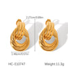 Stainless Steel Geometric Thread Twist Earrings Gold Plated Electroplated For Women