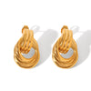 Stainless Steel Geometric Thread Twist Earrings Gold Plated Electroplated For Women