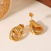 Stainless Steel Geometric Thread Twist Earrings Gold Plated Electroplated For Women