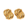 Stainless Steel Geometric Thread Wave Strip Earrings With 18K Gold Non Fading Electroplating For Women
