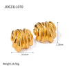 Stainless Steel Geometric Thread Wave Strip Earrings With 18K Gold Non Fading Electroplating For Women