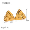 Stainless Steel Geometric Thread Wave Strip Earrings With 18K Gold Non Fading Electroplating For Women