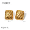 Stainless Steel Geometric Thread Wave Strip Earrings With 18K Gold Non Fading Electroplating For Women