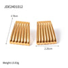 Stainless Steel Geometric Thread Wave Strip Earrings With 18K Gold Non Fading Electroplating For Women