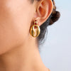 Stainless Steel Geometric Toothshaped Stud Earrings With Electroplating Elegant And Luxury Style For Women