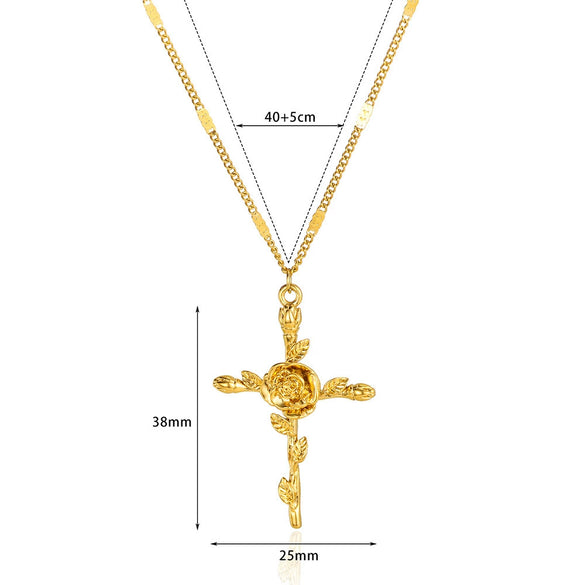 Stainless Steel Geometric Tree Of Life Cross Pendant Necklace Electroplating Jewelry Unisex