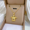 Stainless Steel Geometric Turtle Zircon Pendant Necklace For Women