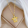 Stainless Steel Geometric Turtle Zircon Pendant Necklace For Women