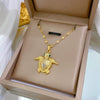 Stainless Steel Geometric Turtle Zircon Pendant Necklace For Women