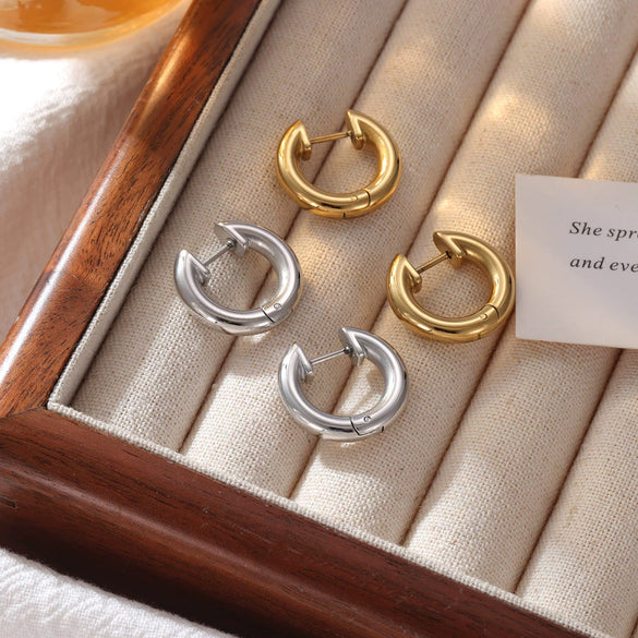 Stainless Steel Geometric U Shape Diamond Electroplated Unisex Earrings