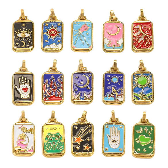 Stainless Steel Geometric U Shape Tarot Pendant Electroplated Handmade Jewelry Accessories