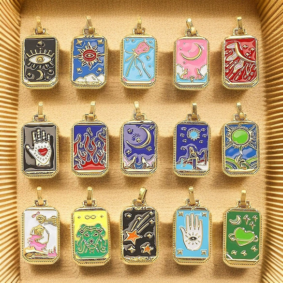 Stainless Steel Geometric U Shape Tarot Pendant Electroplated Handmade Jewelry Accessories