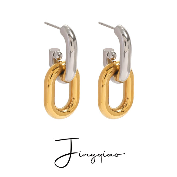 Stainless Steel Geometric Ushape Electroplated Women's Earrings