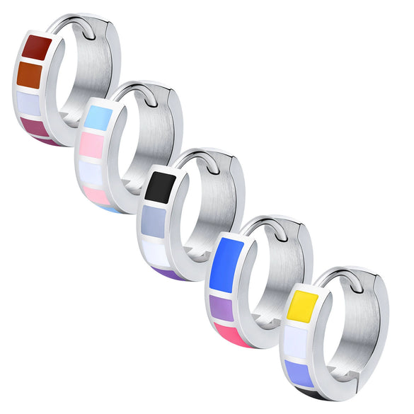 Stainless Steel Geometric Ushaped Colorful Earrings