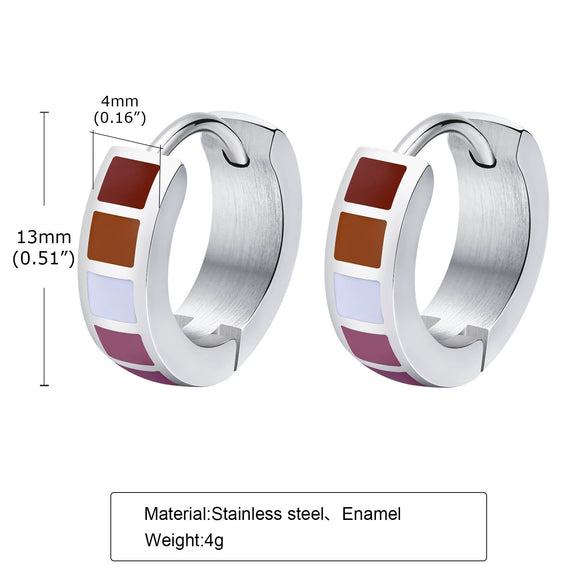 Stainless Steel Geometric Ushaped Colorful Earrings