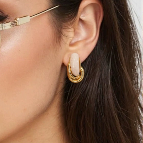 Stainless Steel Geometric Ushaped Drop Earrings With Electroplating