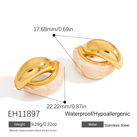 Stainless Steel Geometric Ushaped Drop Earrings With Electroplating